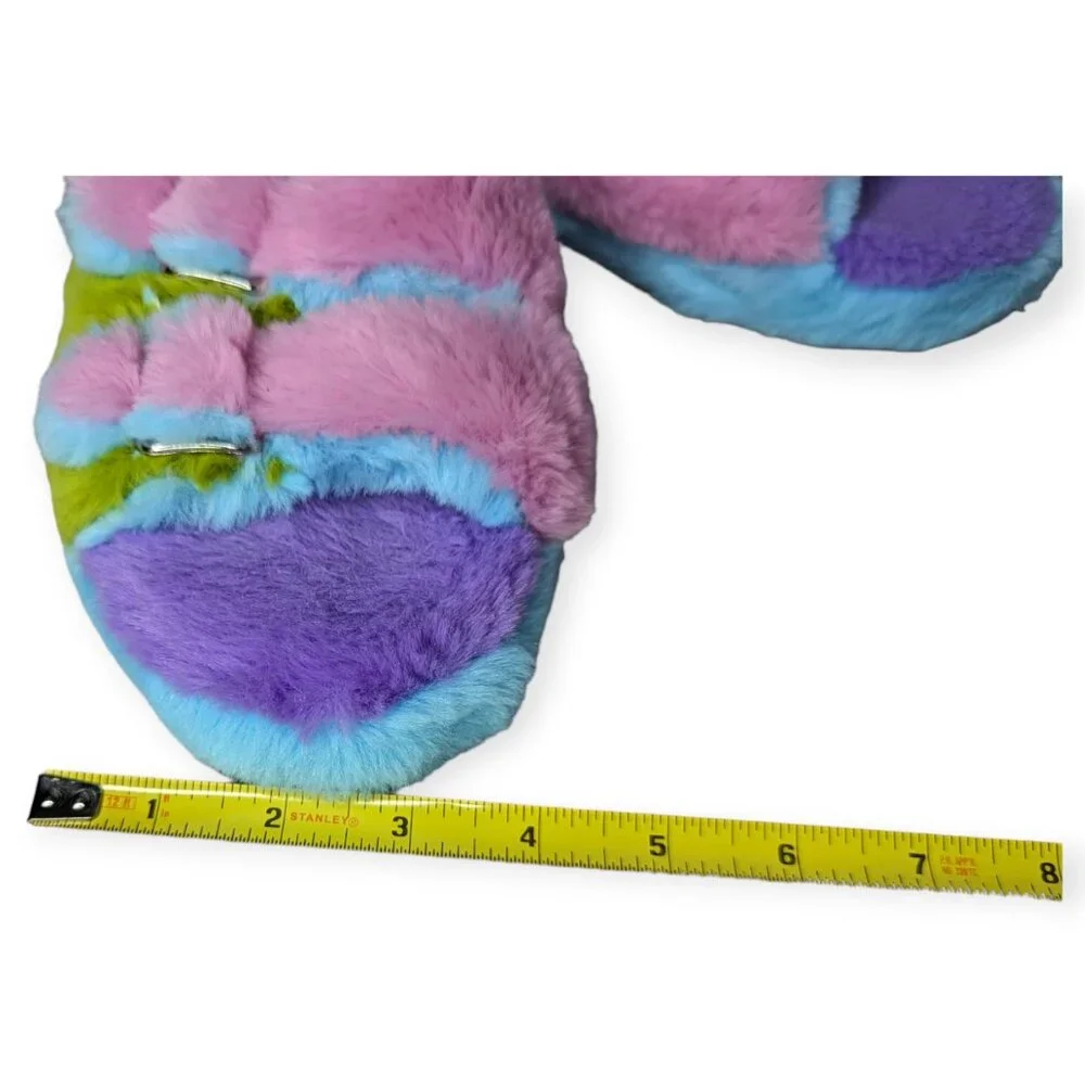 Steve Madden Kids Jaround Multi Colored Double Buckle Plush Slipper Size Small